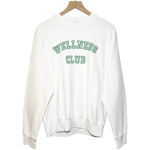 Sporty & Rich Wellness Club Crewneck in White/Verde - Picture 2 of 6